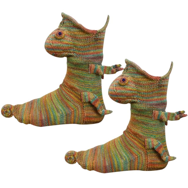 KNIT CROCODILE SOCKS - Cute Unisex Winter Warm Socks Knit Shark Chameleon Crocodile