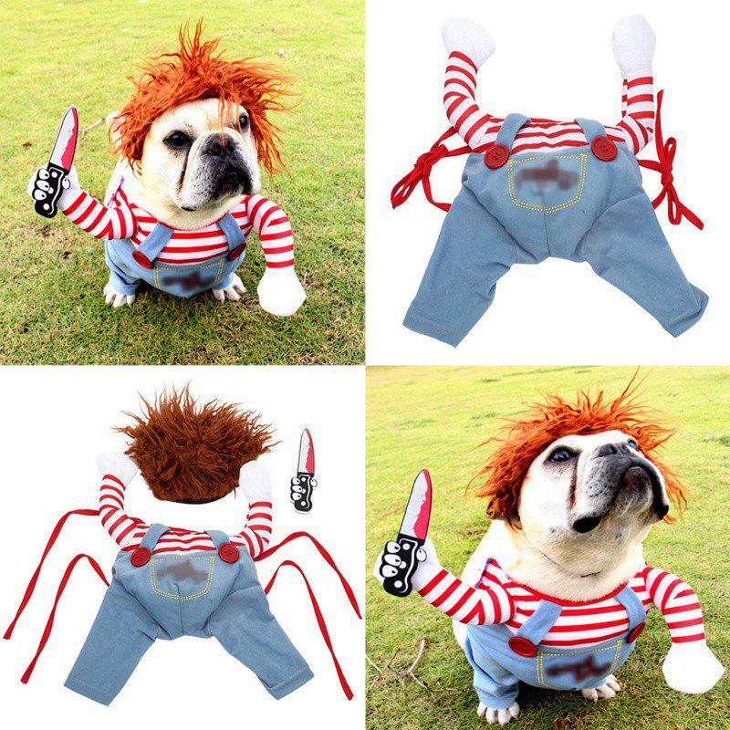 Funny Dog Clothes Dogs Cosplay Costume Halloween Comical Outfits Holding a Knife Set Pet Cat Dog Festival Party Clothing