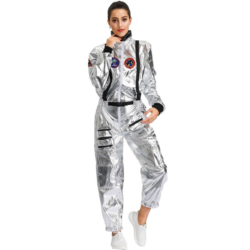 Astronaut Costume for Couples Space Suit Role Play Dress up Pilots Uniforms Halloween Cosplay Party Jumpsuit