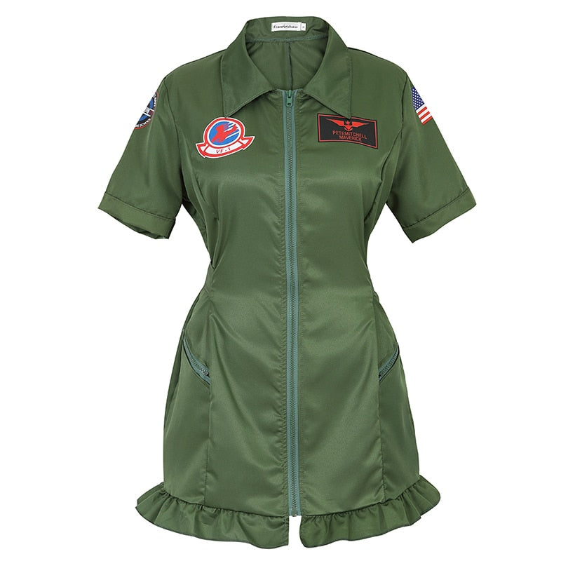 Pilot Costume - Uniform Army Green TOP GUN Costume for Adult Cosplay Military Uniform Women Men Fighter