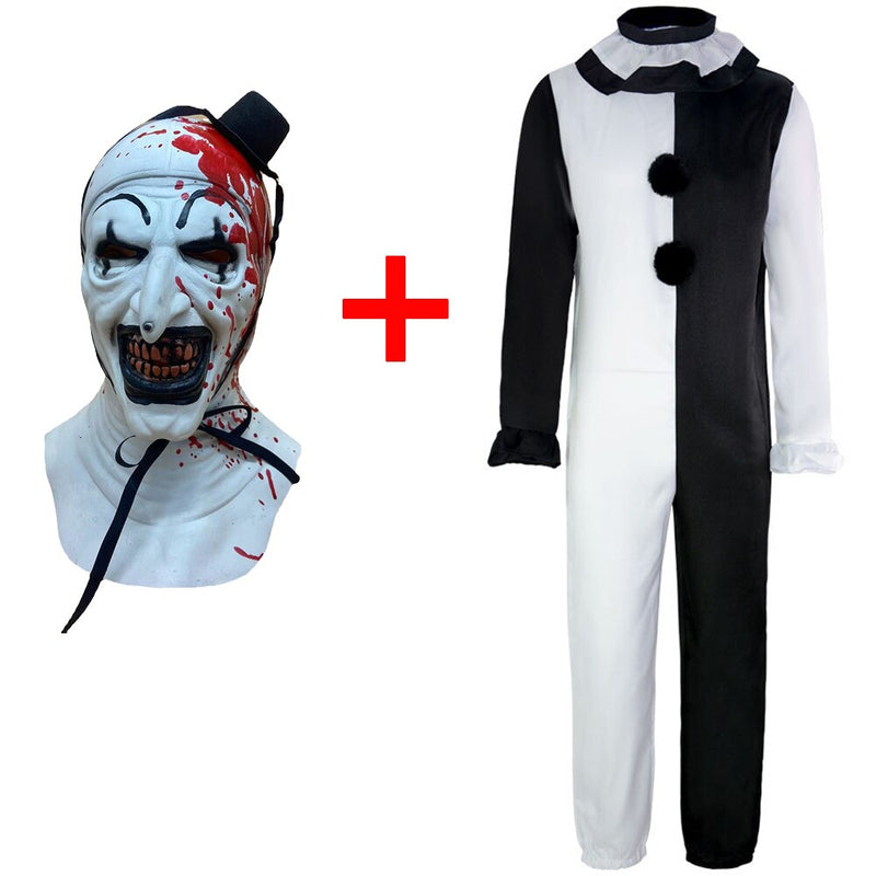 Adults Terrifier 2 Art the Clown Cosplay Costume Jumpsuit Hat Mask Outfits Halloween Carnival Suit