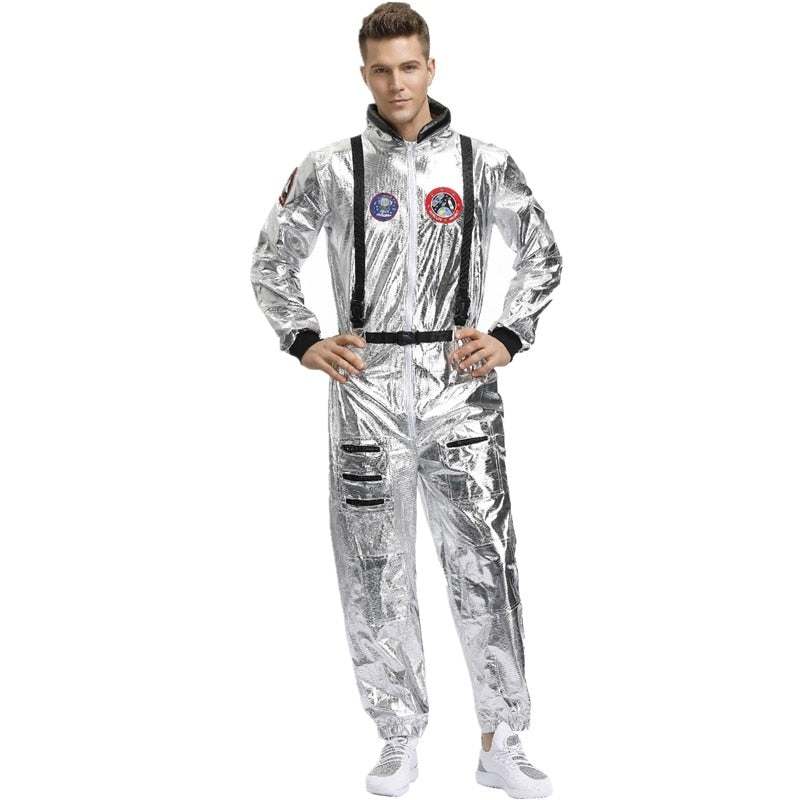 Astronaut Costume for Couples Space Suit Role Play Dress up Pilots Uniforms Halloween Cosplay Party Jumpsuit