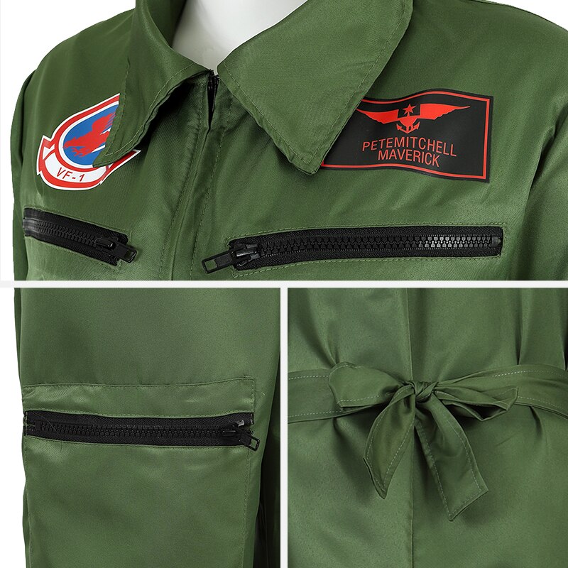 Pilot Costume - Uniform Army Green TOP GUN Costume for Adult Cosplay Military Uniform Women Men Fighter