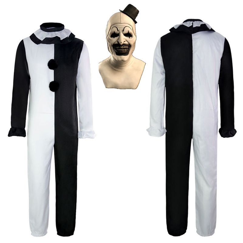 Adults Terrifier 2 Art the Clown Cosplay Costume Jumpsuit Hat Mask Outfits Halloween Carnival Suit