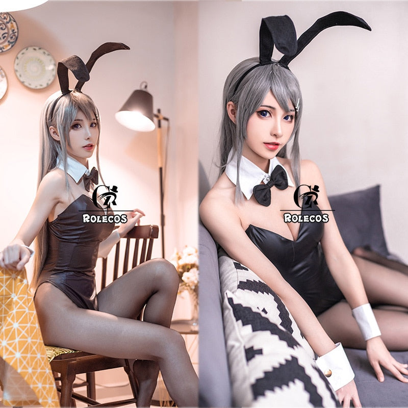 Sakurajima Mai Cosplay Costume Halloween Women Black Sexy Jumpsuit Rascal Does Not Dream of Bunny Girl Senpai Cos