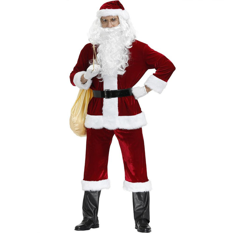 Men's Santa Costume Set Deluxe Plush Men's Santa Suit 5 Sizes Christmas Adult Santa Claus Costume Santa Outfit For Men Women