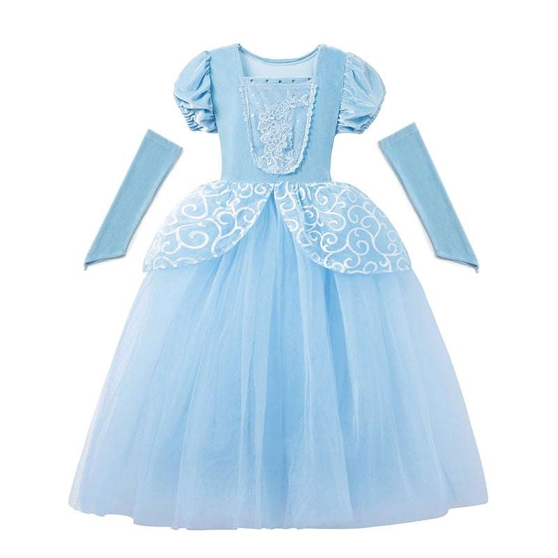 Girl Cinderella Cosplay Dress Up Clothes for Girls Christmas Halloween Party Princess Costume Kids Birthday Wedding Gown
