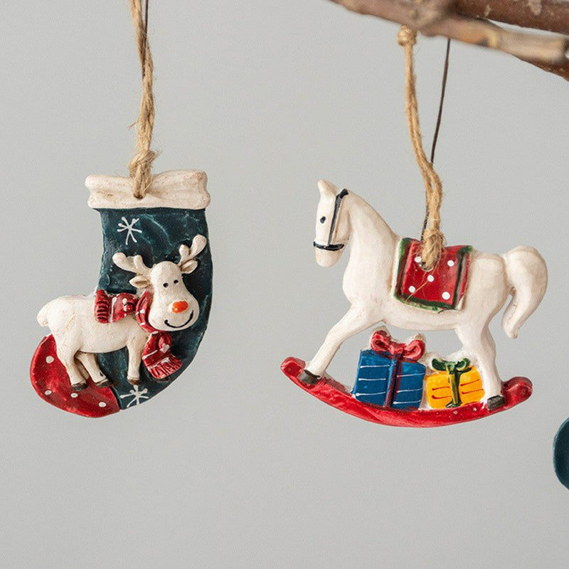 Christmas Decorations Retro Small Horse Christmas Socks Hanging Ornaments Toys Tree Pendant For Party Home