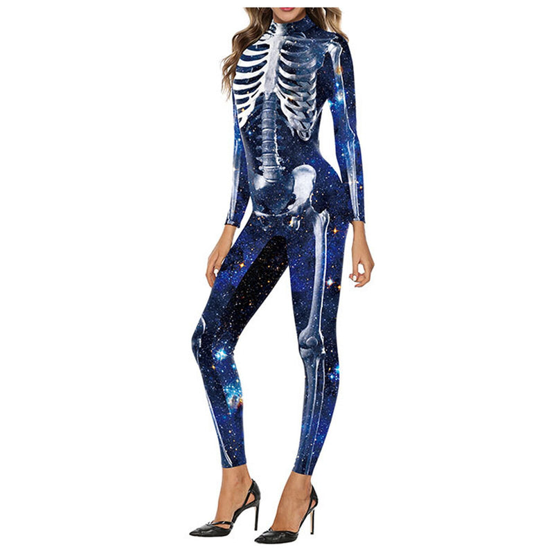 Horror Bodysuit Skeleton Printed Cosplay Costumes Suit Halloween Festivals Women Jumpsuit Disfraz Halloween Niña Scary Costumes