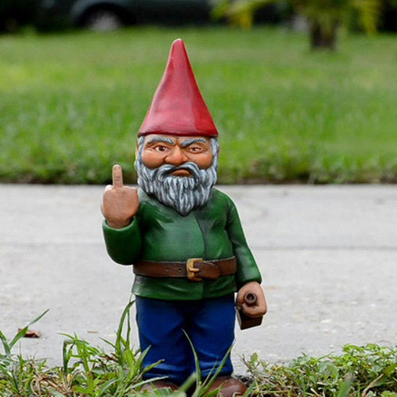 Micro Landscape Garden Decoration Gnome Statue Resin Garden Figurines Ornaments Erect Middle Finger Provocative Disdain Gnome