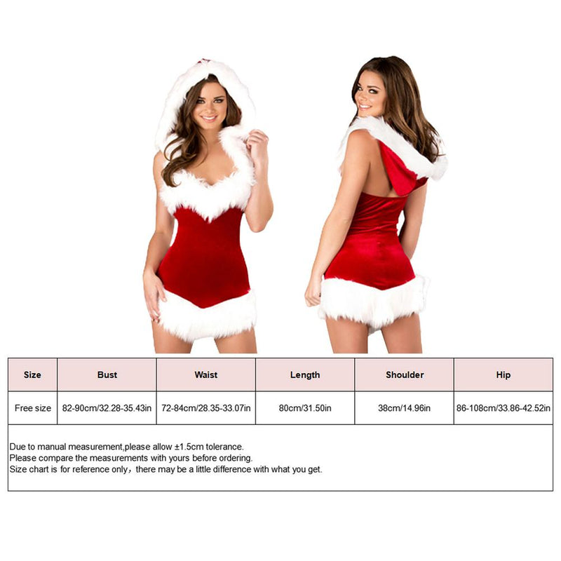 Women Santa Claus Costume Christmas Party Dress with Leg Warmers Womens Christmas Costume Red Sexy Dress Santa Claus Dress