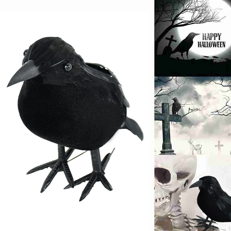Halloween Black Crow Model Simulation Fake Bird Animal Scary Toys For Halloween Party Home Decoration Horror Props