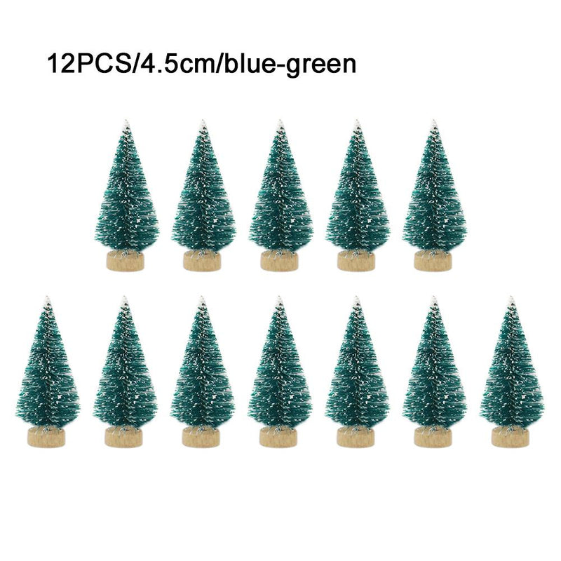 12-Piece Mini Christmas Tree Sisal Silk Cedar - Decoration Small Christmas Tree - Gold Silver Blue Green White Mini Tree
