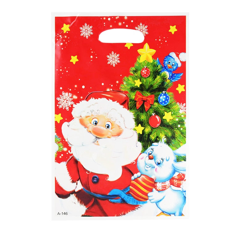 20pcs Christmas Gift Bags Santa Claus Elk Xmas Tree Candy Bags Christmas Decorations for Home Navidad 2022 New Year Party Bags