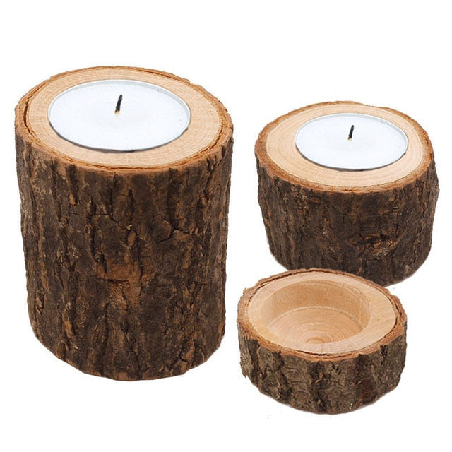 New Wooden Candlestick Round Candle Holder Table Decoration Plant Flower Pot Tray DIY Rustic Wedding Christmas Party Decorations