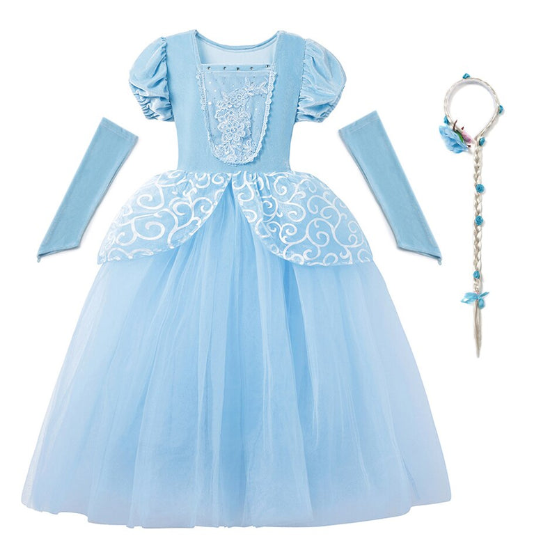 Girl Cinderella Cosplay Dress Up Clothes for Girls Christmas Halloween Party Princess Costume Kids Birthday Wedding Gown