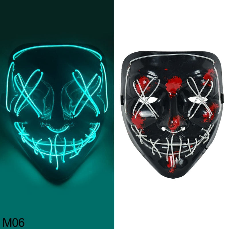 Halloween Scary Glowing Mask Demon Slayer Neon LED