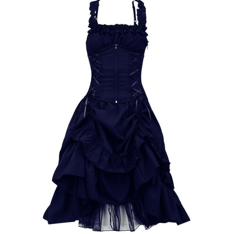 5XL Women Victorian Gothic Dress Vestidos Retro Lolita Palace Court Princess Halloween Punk Cosplay Long Sundress