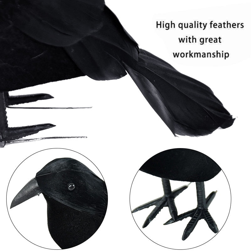 Halloween Black Crow Model Simulation Fake Bird Animal Scary Toys For Halloween Party Home Decoration Horror Props