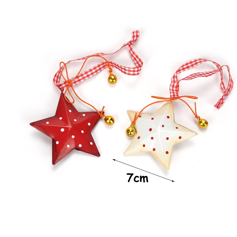 Christmas Decorations For Home 12pcs Vintage Metal Christmas Star With Gold Bell Tree Pendant  Ornament Handmand Craft Gift