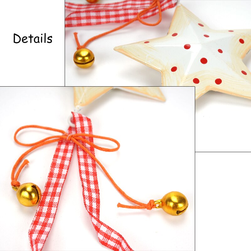 Christmas Decorations For Home 12pcs Vintage Metal Christmas Star With Gold Bell Tree Pendant  Ornament Handmand Craft Gift