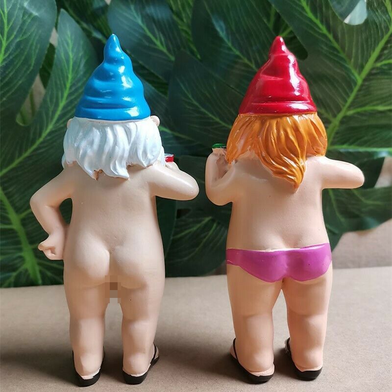 1 Pair Garden Gnomes Nude Statuary Naughty Statue Naked Funny Gift Statue Decor Gift Nudist Decor Resin Crafts