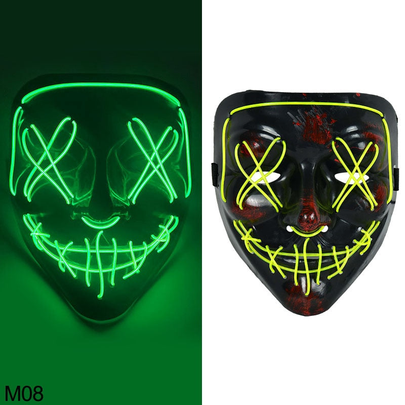 Halloween Scary Glowing Mask Demon Slayer Neon LED