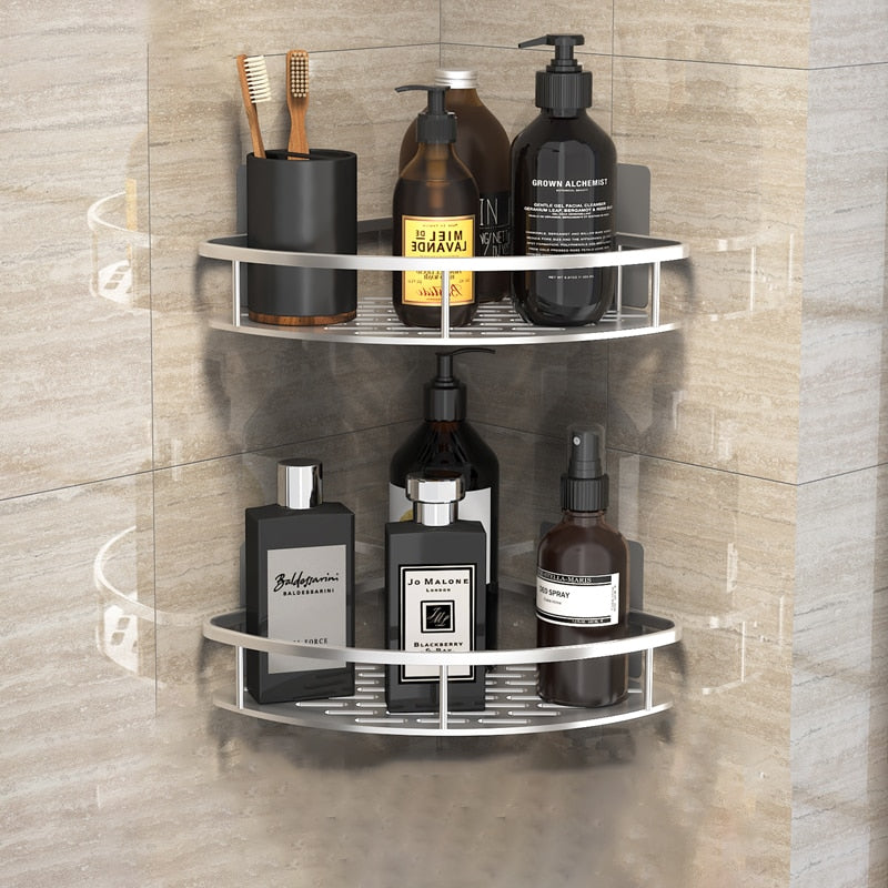 Bathroom Shelf Toilet Vanity Triangle Towel Organizer Storage Rack Wall-Mounted Shampoo Holder