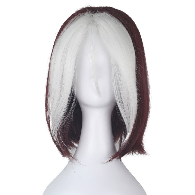 Movie X-Men of Rogue Cosplay Wig Short Brown and White Color Halloween Costume for Women Synthetic Heat Resistant Fiber
