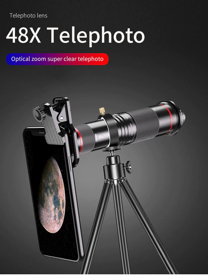 Powerful Zoom 4K Monocular with Tripod - 48x Starscope Telescope With Smartphone Holder & Tripod Waterproof