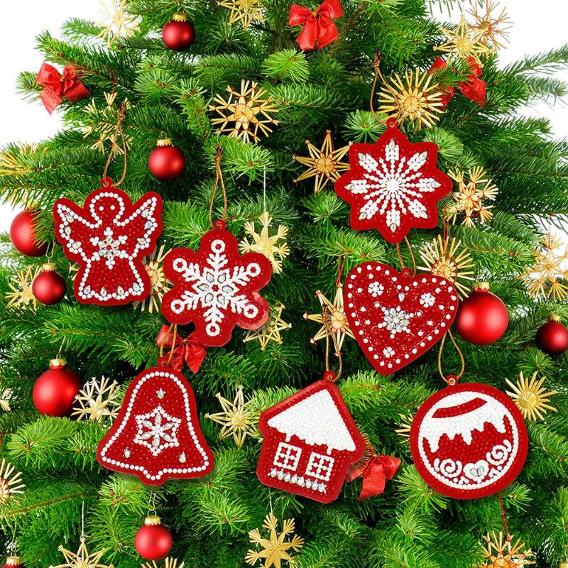 10pcs DIY Full Drills Diamond Painting Special Shape Christmas Tree Pendant Hanging Ornament Christmas Decoration Natal Navided