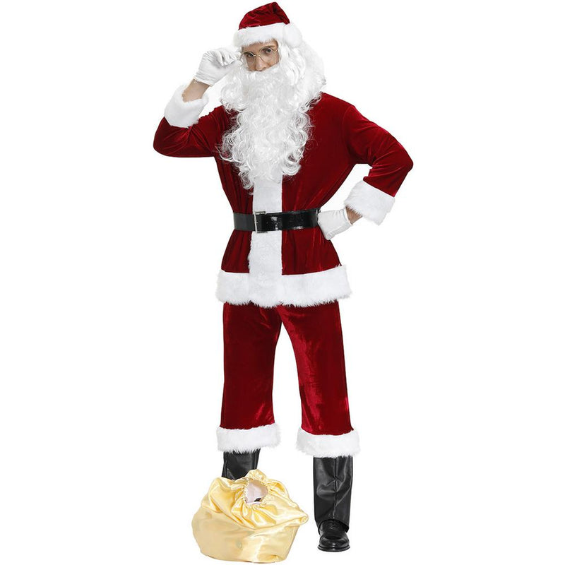 Men's Santa Costume Set Deluxe Plush Men's Santa Suit 5 Sizes Christmas Adult Santa Claus Costume Santa Outfit For Men Women
