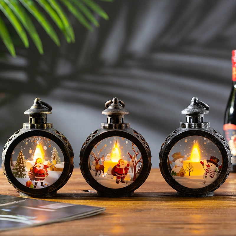 Navidad Christmas LED Lantern Santa Snowman Ornament - New Year Party Gifts Xmas