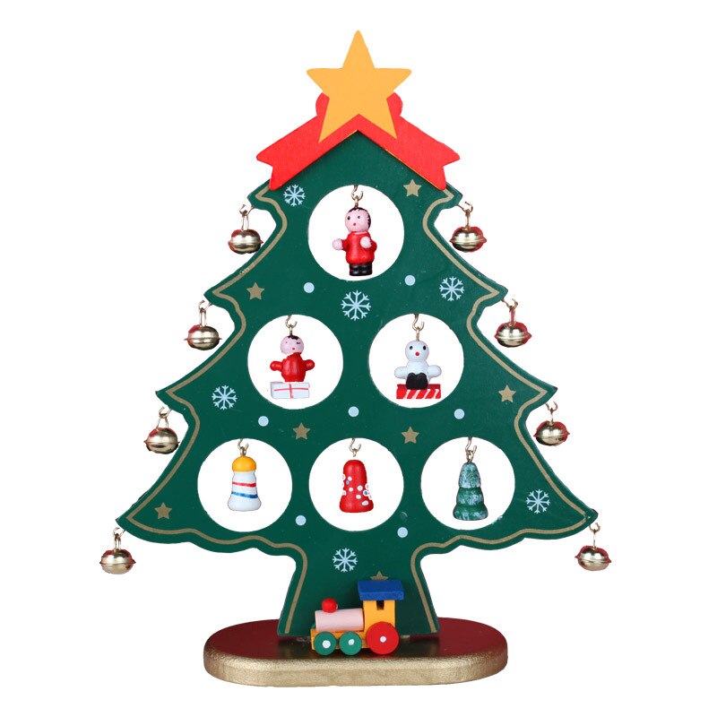 DIY WOODEN CHRISTMAS TREE - Desktop Decoration Bells Ornaments Trees