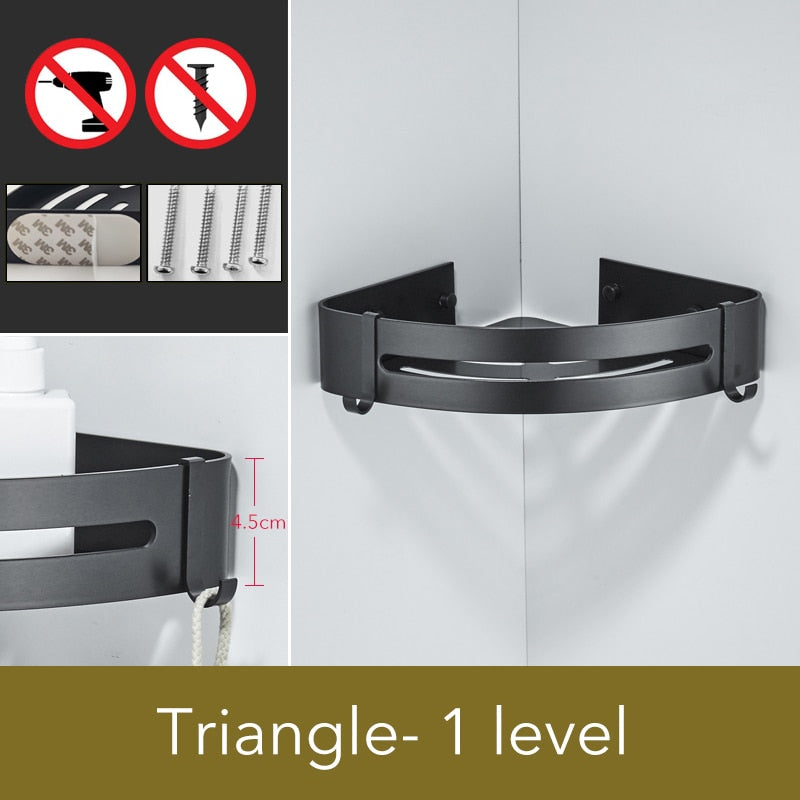 Bathroom Shelf  Corner shelves For bathroom - Black Wall Shelf  Triangle Rectangle