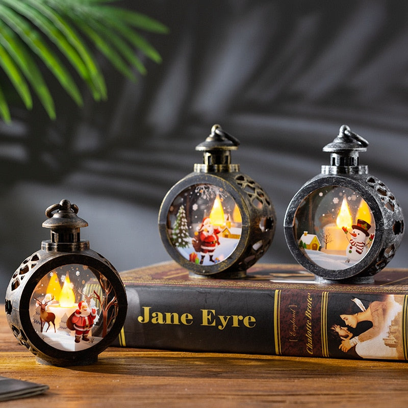 Navidad Christmas LED Lantern Santa Snowman Ornament - New Year Party Gifts Xmas