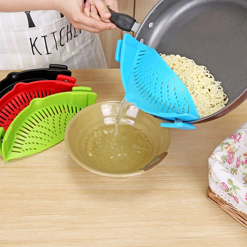 Adjustable Silicone Pot Strainer With Clips - Snap N Strain Strainer