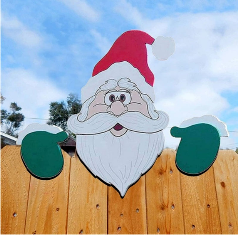 Christmas Animal Fence Peeker Decoration Christmas Ornaments Santa Elk Outdoor Fence Sign Decorations For Home Holiday Party