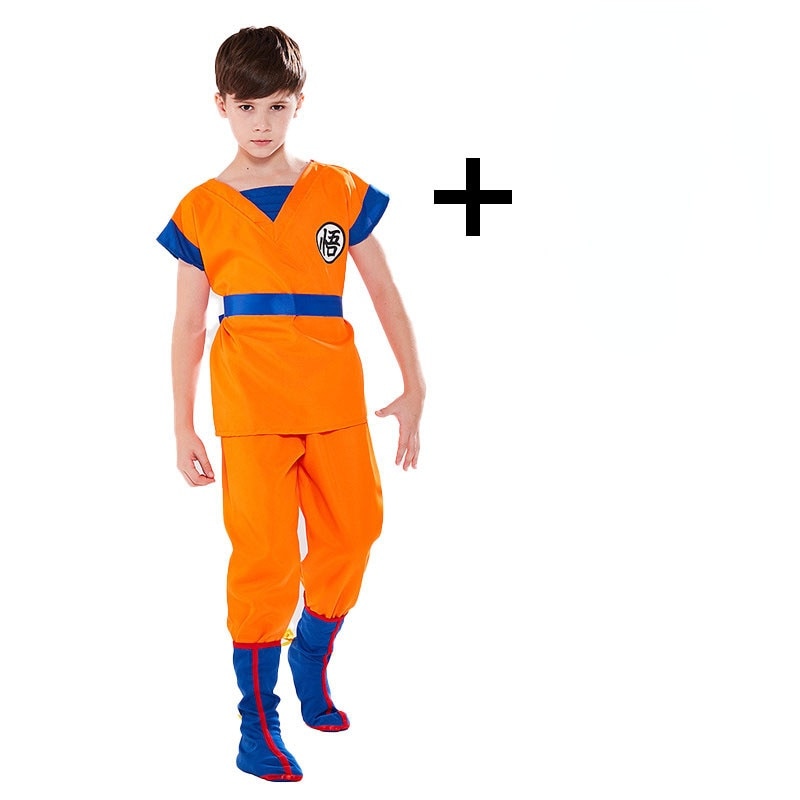 Child Son Goku Cosplay Costume Boys Funny Suits  Anime Set Short Sleeves Halloween Outfit