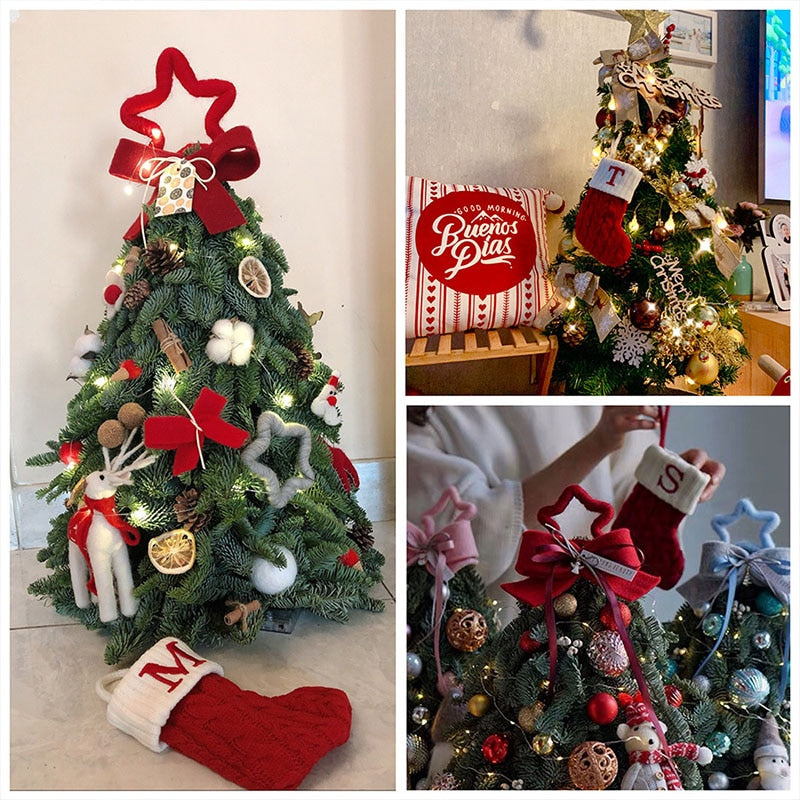Christmas Socks Red Snowflake Alphabet Letters Christmas Knitting Stocking Christmas Tree Pendant Decorations For Home Xmas Gift