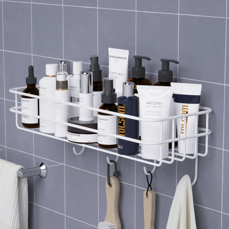 1PC Punch-free bathroom shelf storage organizer shower wall shelf storage box kitchen basket