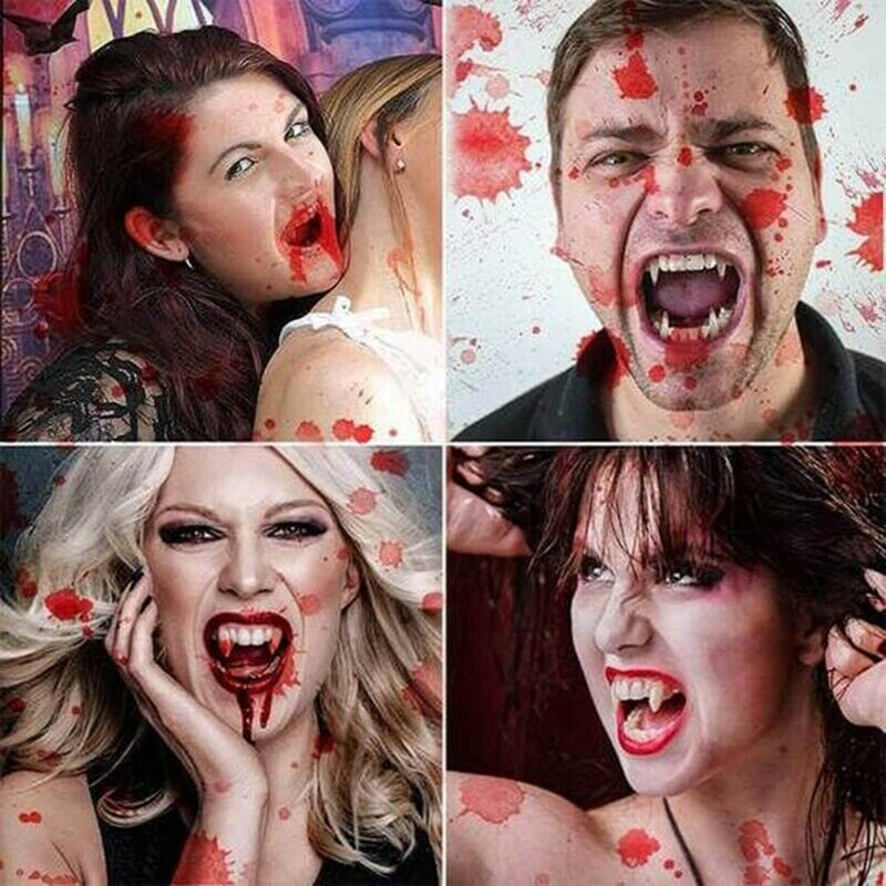 2022 Vampire Teeth Fangs Dentures Props Halloween Costume Props False Teeth Solid Glue Denture