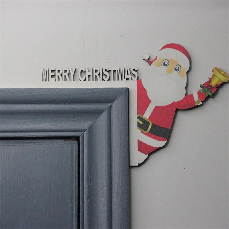 Creative Santa Claus Snowman Wooden Christmas Door Frame Door Corner Ornaments Xmas Door Merry Christmas Home Decor