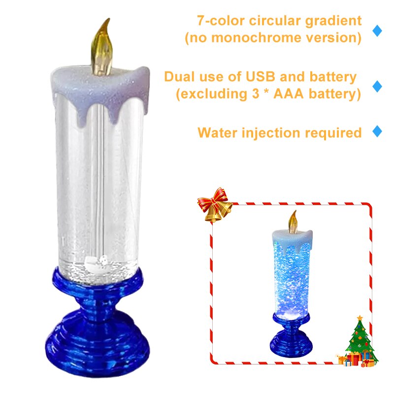 New Christmas LED Candle Light 7-color Gradient Crystal Electronic Candle Party Atmosphere Decorations For Home Decoration