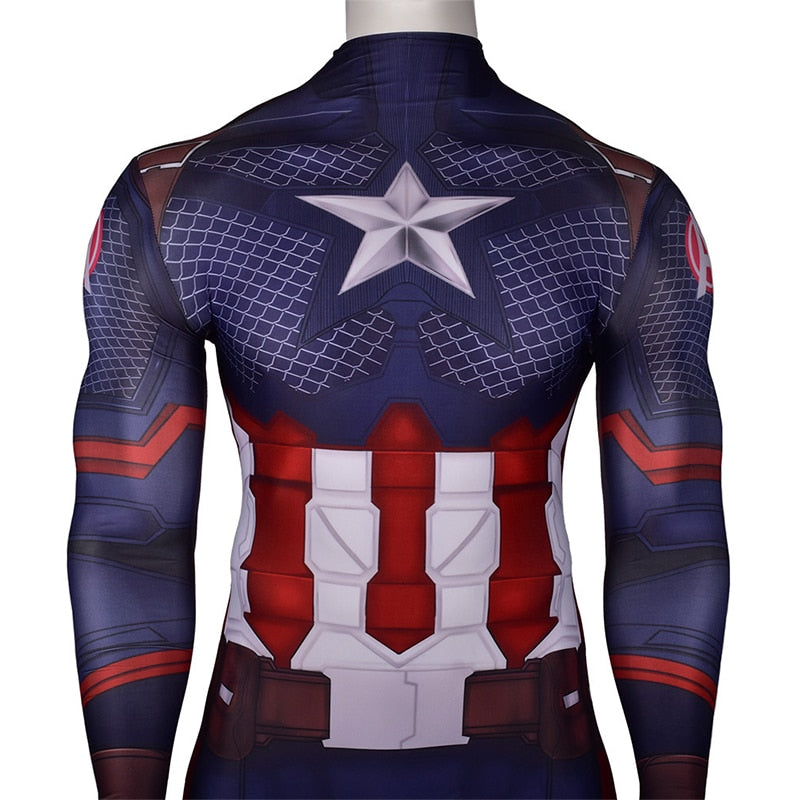 Captain America Cosplay Costume The Avengers Superhero Steve Rogers Bodysuit Halloween Cosplay Costumes for Kids Aldult