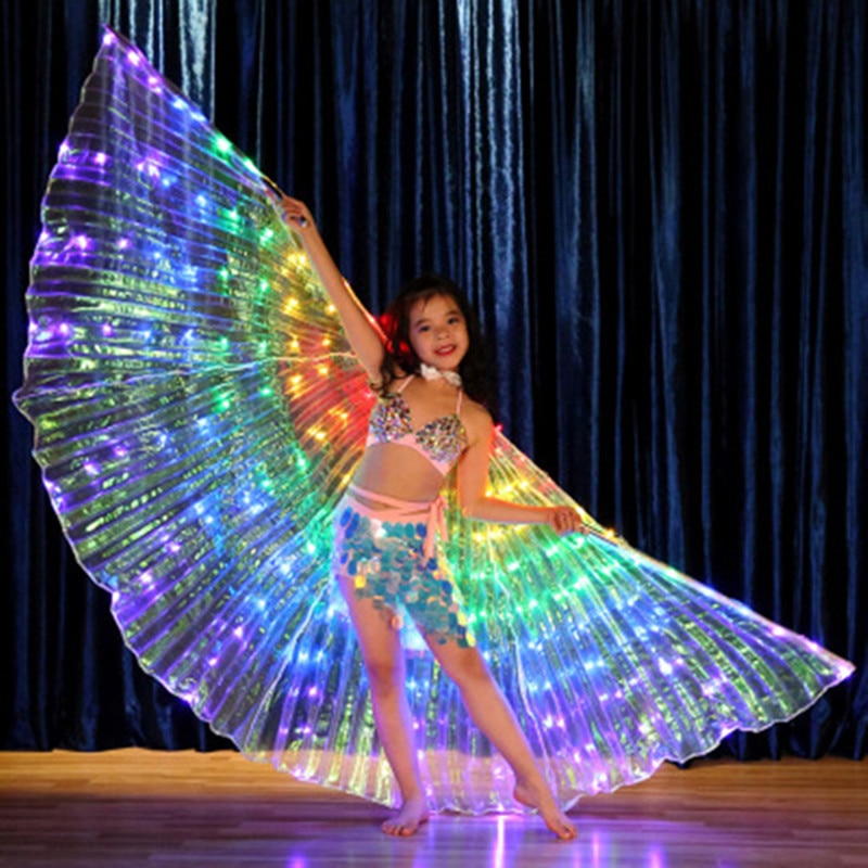 Children Dancers LED Butterfly Wings Costume Kids Dance Costume fluorescent Costumes Christmas Shows Party Clothes