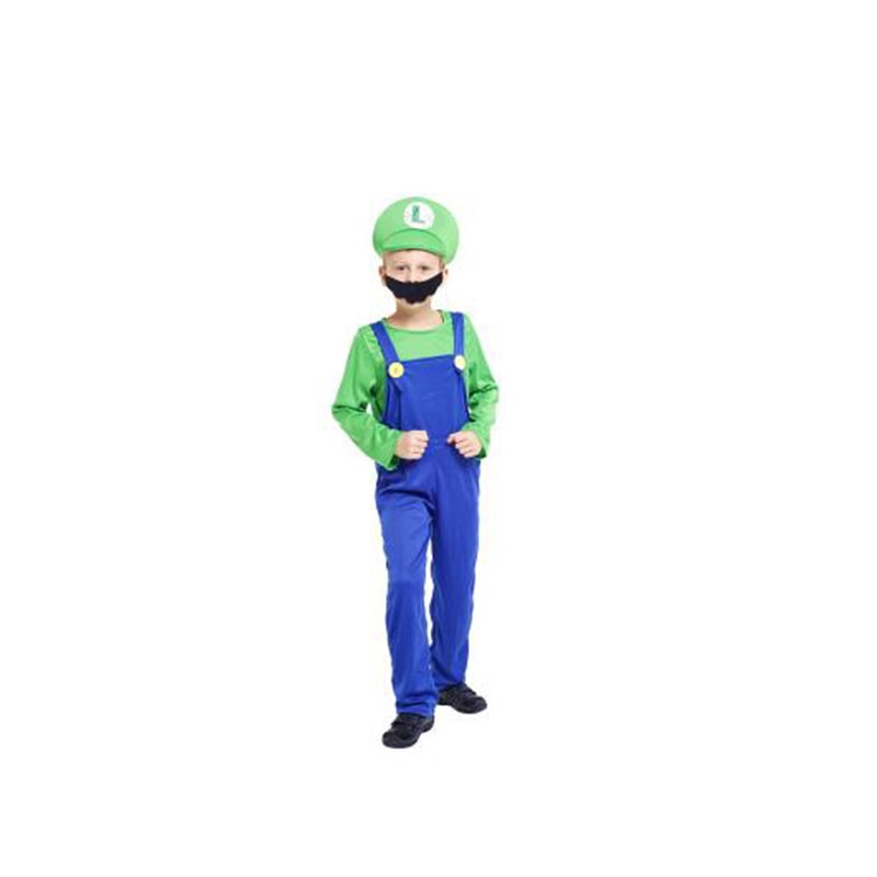 Super Mario Bros Cosplay Dance Costume Set - Children Halloween Party MARI0 & LUGI
