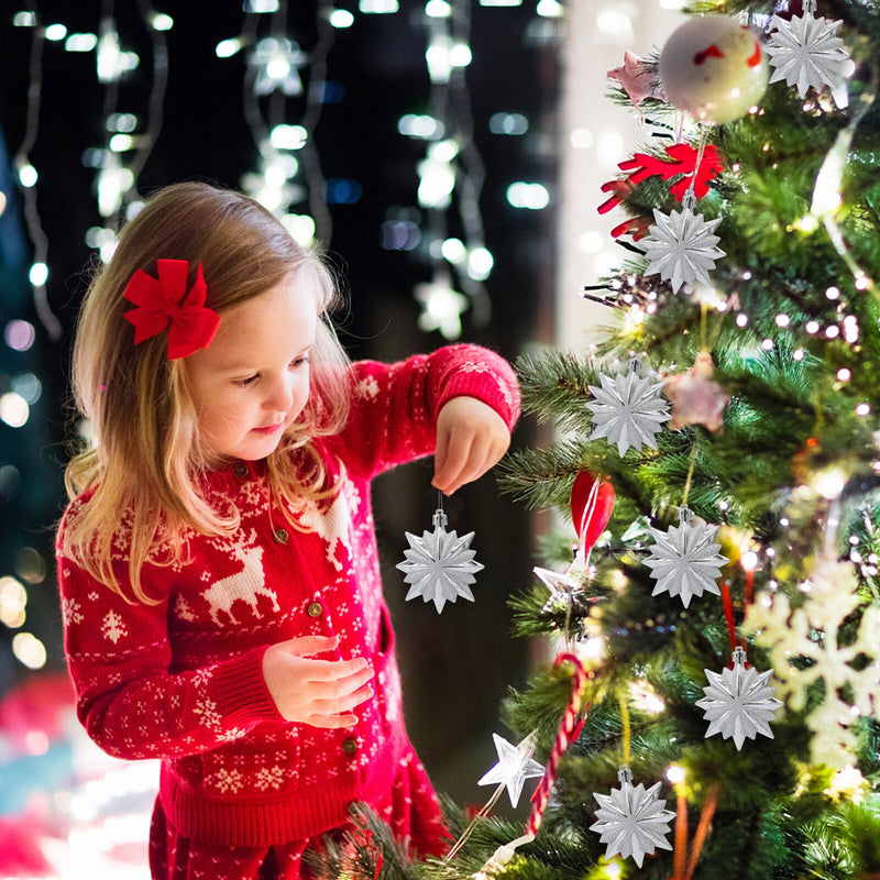Star Christmas Hanging Ornaments Shatterproof Christmas Tree Glitter Pendants Baubles DIY Party Decor