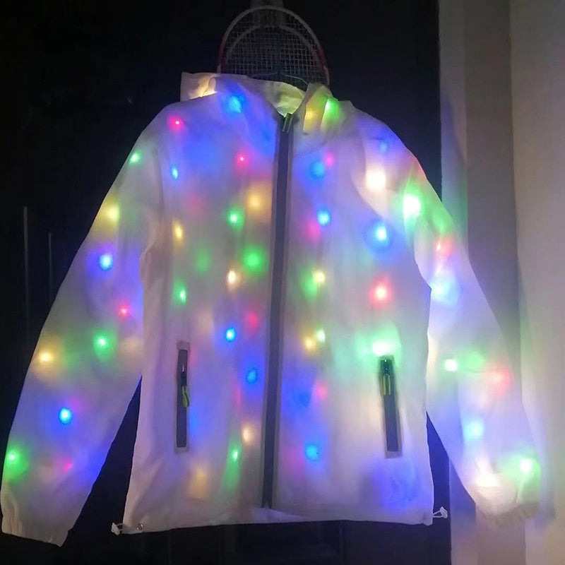 Dancing Costume LED Jacket Luminous Costume Led Cosplay Costume Clothes Halloween Costume Party Clothes Pocket with Zipper