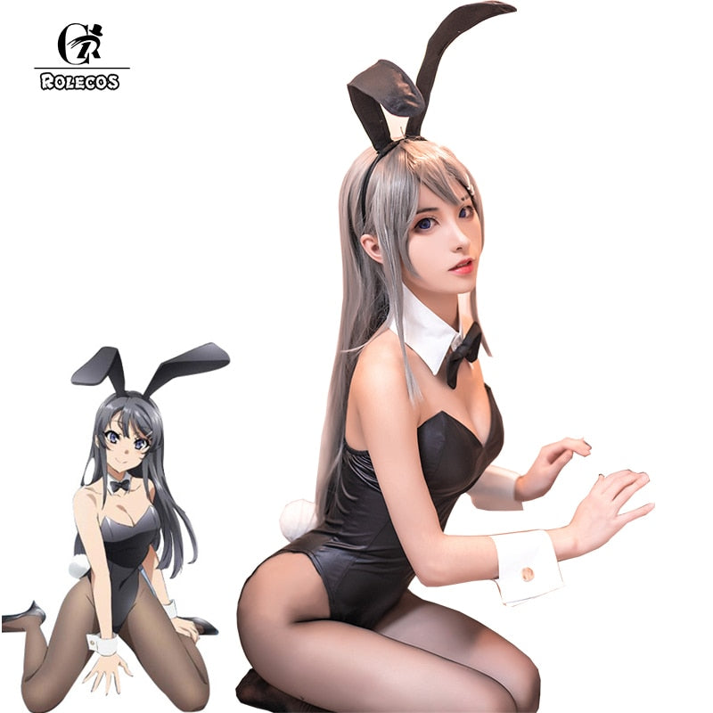 Sakurajima Mai Cosplay Costume Halloween Women Black Sexy Jumpsuit Rascal Does Not Dream of Bunny Girl Senpai Cos